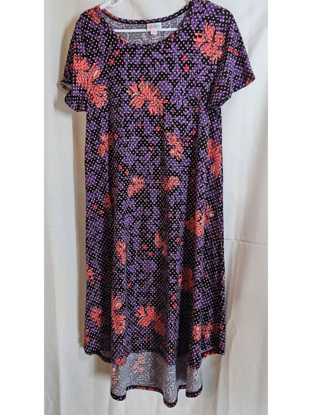 LuLaRoe Women's Small Floral Polka Dot Dress, 95% Polyester, 5% Spandex, Short-S